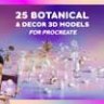 25 ботанических и декоративных 3D-моделей для Procreate